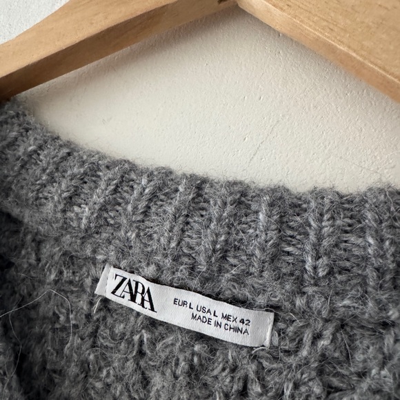 Zara Gray Oversized Chunky Knit Sweater - Picture 4 of 4